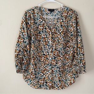 I.N. Studio Multicolor Floral Blouse Women’s Sz Petite Medium 3/4 sleeves